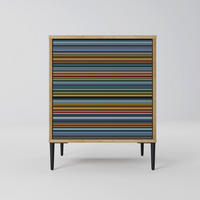 SIDEBOARD LINEOUT SPECTRUM, Eichefarben, 57,5x42x72,5 cm, Schwarze Metallfüße - Eichefarben/Multicolor, Holzwerkstoff/Metall (57.5/72.5/42cm) - SpaceRebels