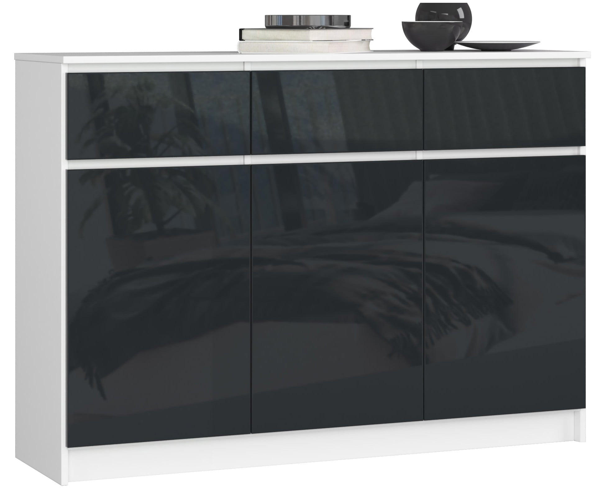 KOMMODE Weiß, Graphit Glanz 99/138/40 - Weiß, Holzwerkstoff (138/99/40cm) - RAUMHIRSCH FURNITURE