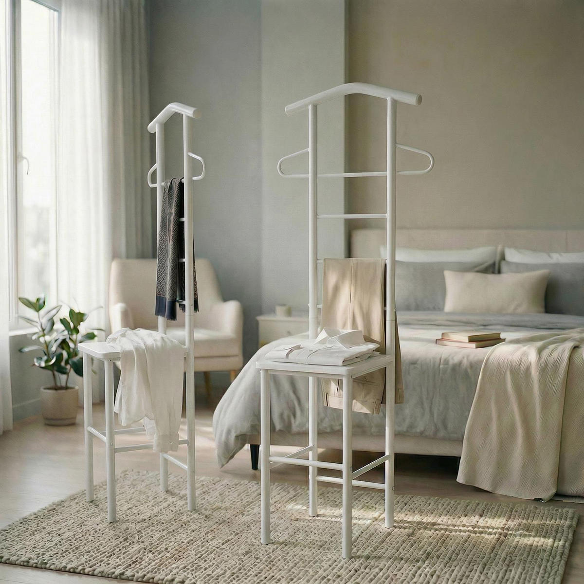 HERRENDIENER JIVO 2er-Set weiß/weiß - Weiß, Metall (53/121/47cm) - CARO-Möbel