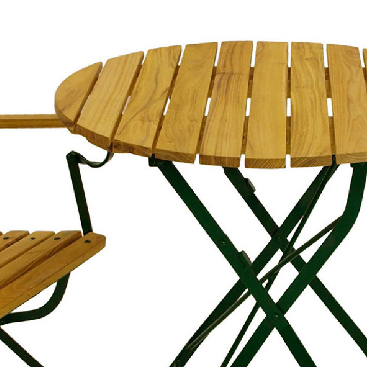 SITZGRUPPE Bad Belzig 3-teilig, Gartenset für 2 Personen - GartenSitzgruppe - Flachstahl - Robinienholz dunkelgrün - Grün, Holz - TPFGarden