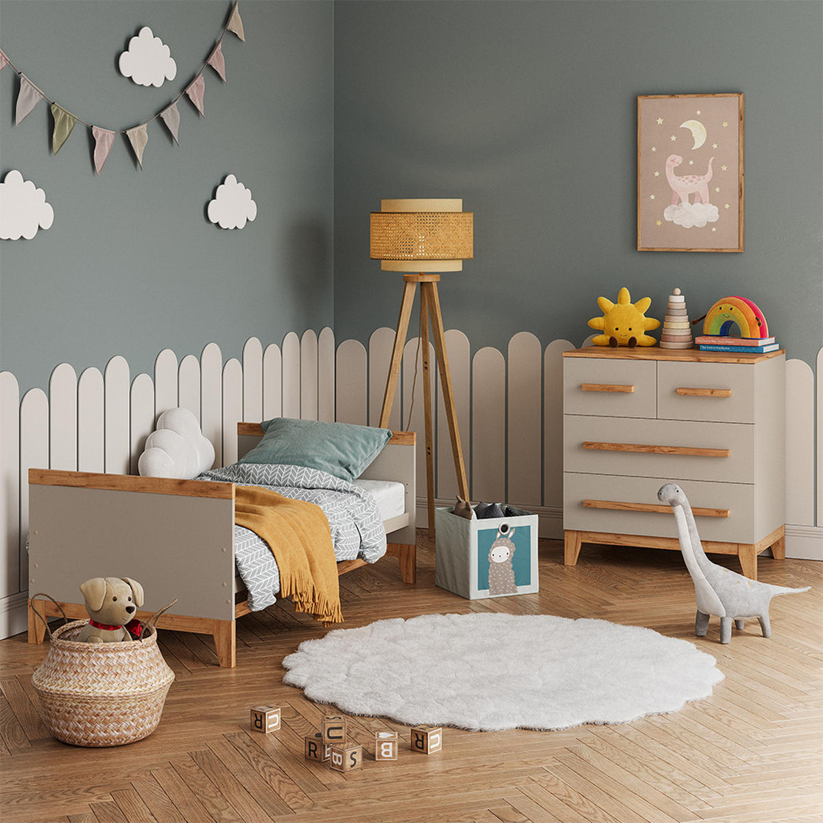 KOMMODE Malia Cashmere/Artisan 80 x 88 cm mit 4 Schubladen - Hellgrau/Weiß, Holzwerkstoff (80/88/53.4cm) - VitaliSpa