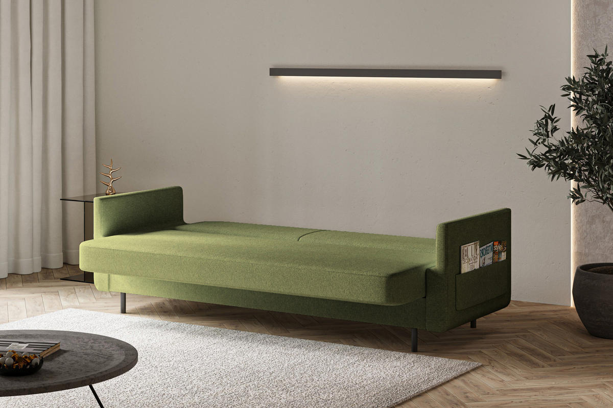 SCHLAFSOFA - POUCH - Grün - Aragon 39 - Grün, Holzwerkstoff (221/87/84cm) - Möblo