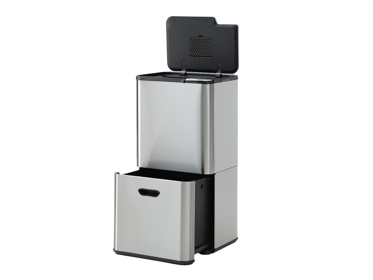 ANTI-FINGERABDRUCK-MÜLLTRENNSYSTEM aus Edelstahl – 63 L – 3 Behälter – ZAMILO - Silberfarben, Metall (41.5/77.8/31.4cm) - Vente-Unique