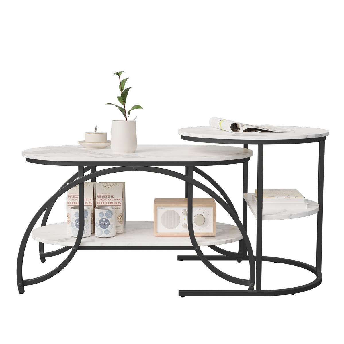COUCHTISCH mit Metallrahmen, moderner Wohnzimmertisch für Wohnzimmer - Schwarz, Metall (80/46/45cm) - PARAFTA HOME