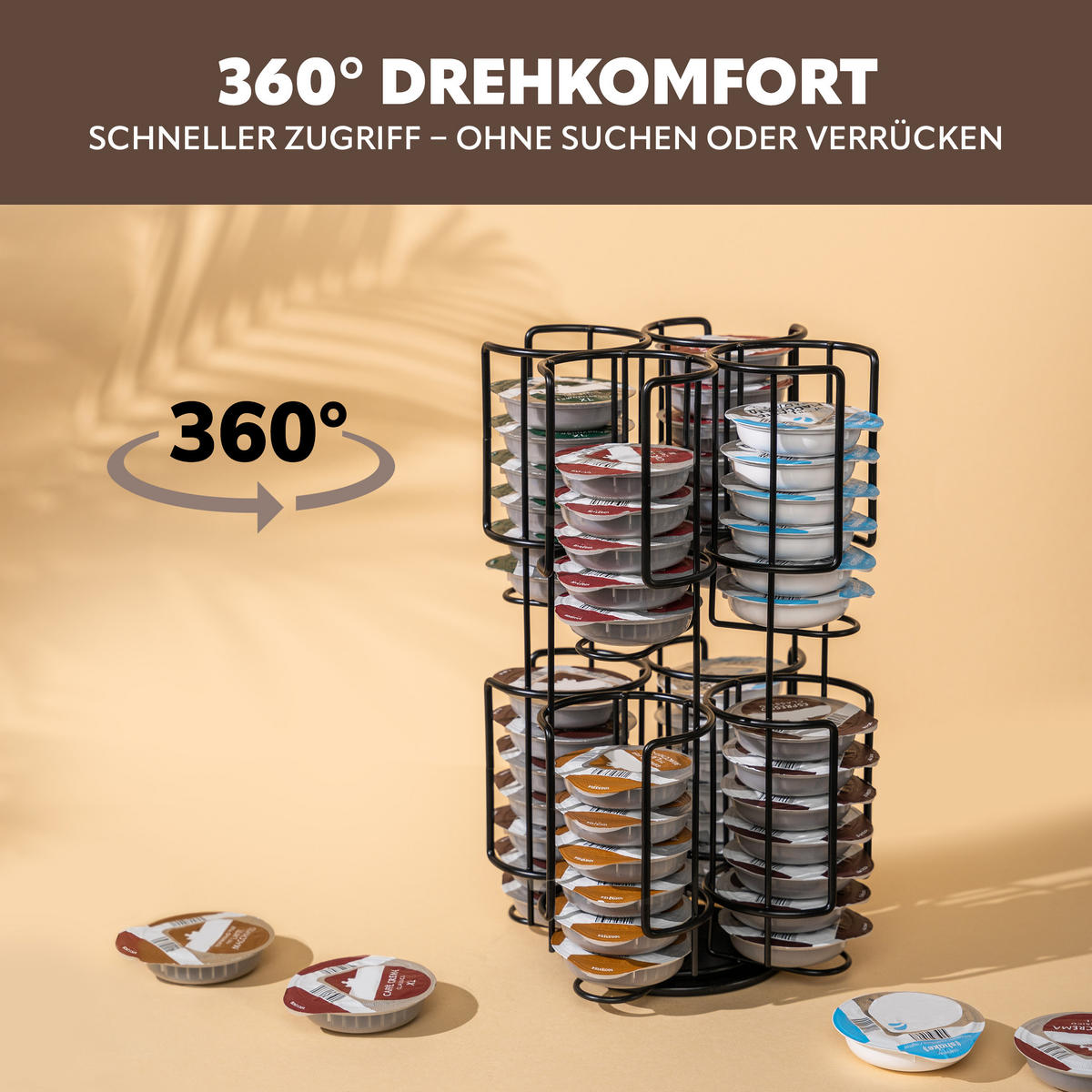 KAPSELSTÄNDER für Tassimo, 64 Kapseln, schwarz - Schwarz, Metall (18.5/30.5/18.5cm) - eluno