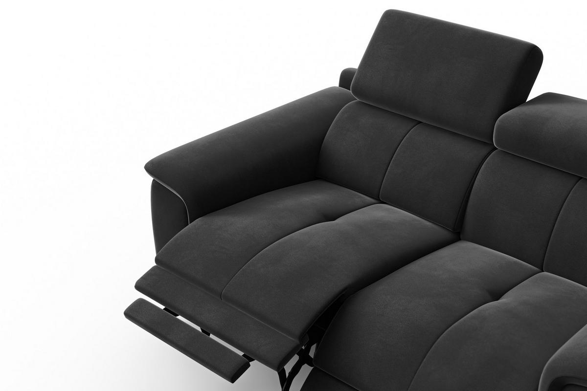 SOFA RELAX FIERO 2-Sitzer, Schwarzer Veloursstoff - Schwarz, Holz/Textil (170/82/103cm) - Courtois Laville