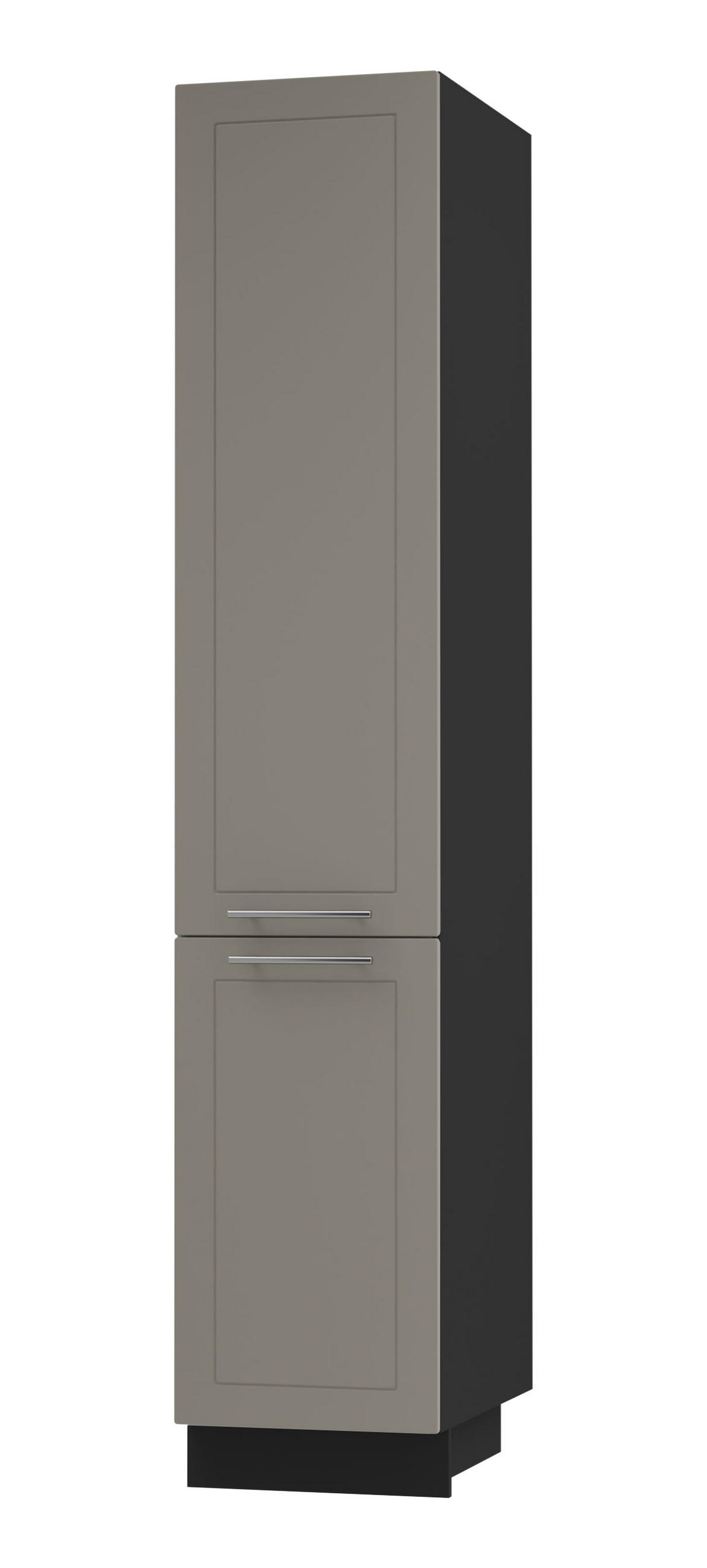 APOTHEKERSCHRANK Kvantum 2D14K/40/kargo Beige Matt / Schwarz Matt 40 / 59 / 207cm - Beige/Schwarz, Holz/Holzwerkstoff (40/207/59cm) - Feldmann-Wohnen