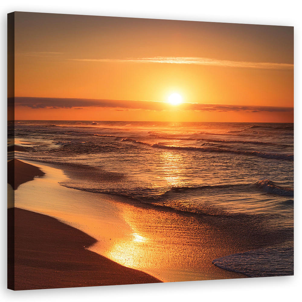 WANDBILD sonnenuntergang strand landschaft - Orange, Textil (50/50cm) - Feeby