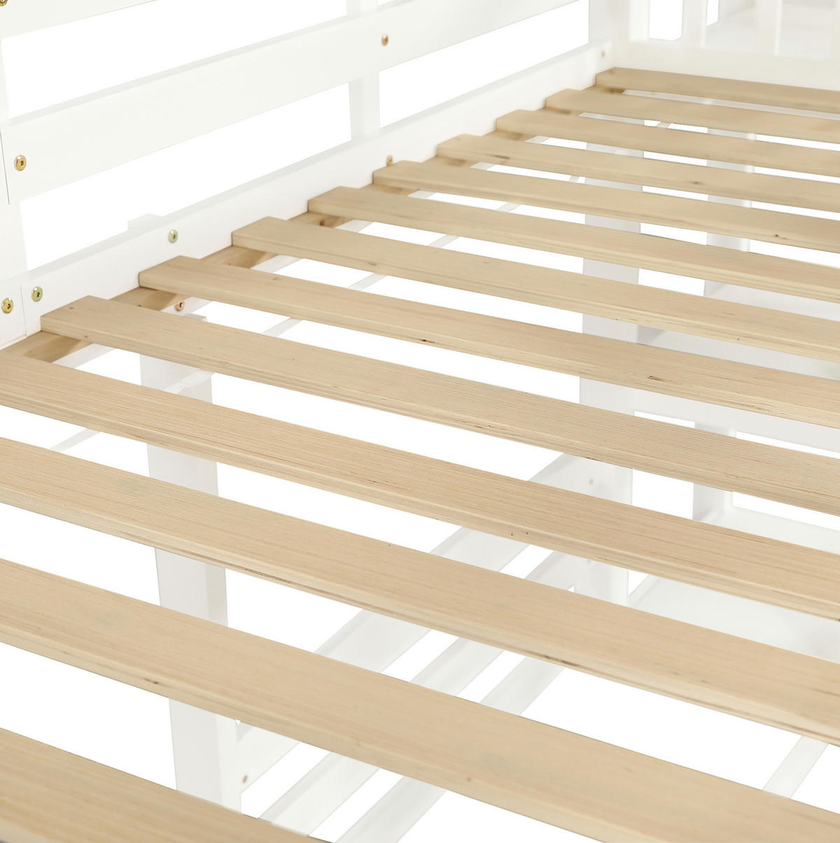 ETAGENBETT Hausbett mit Rutsche, Weiß, 90/200 cm, 3 Schlafplätze - Weiß, Holz (90/200cm) - MIVRAY
