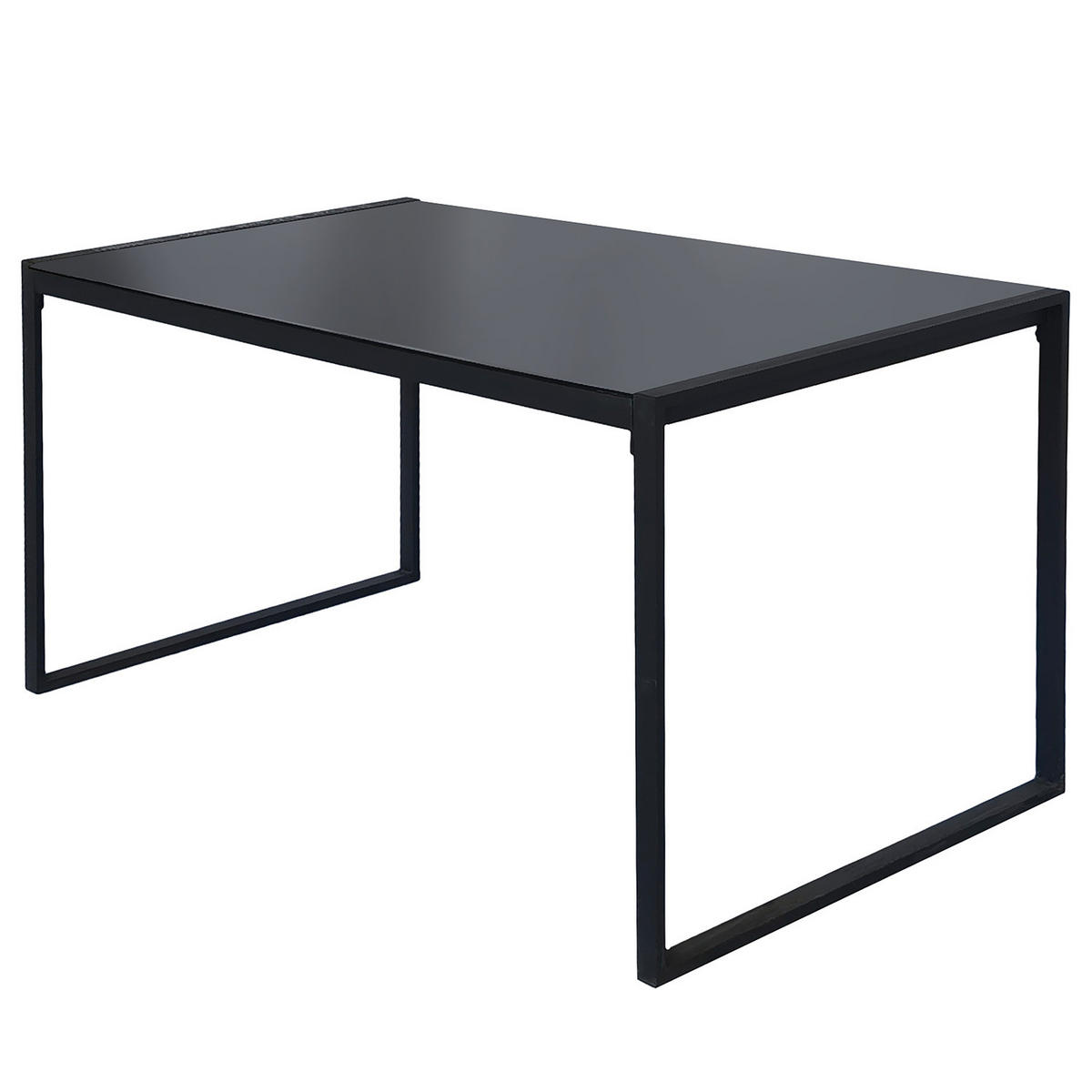 GARTENSITZGRUPPE - Stahl / Polyester - Schwarz / Grau - 4-teilig - Schwarz/Grau, Glas/Textil - home24