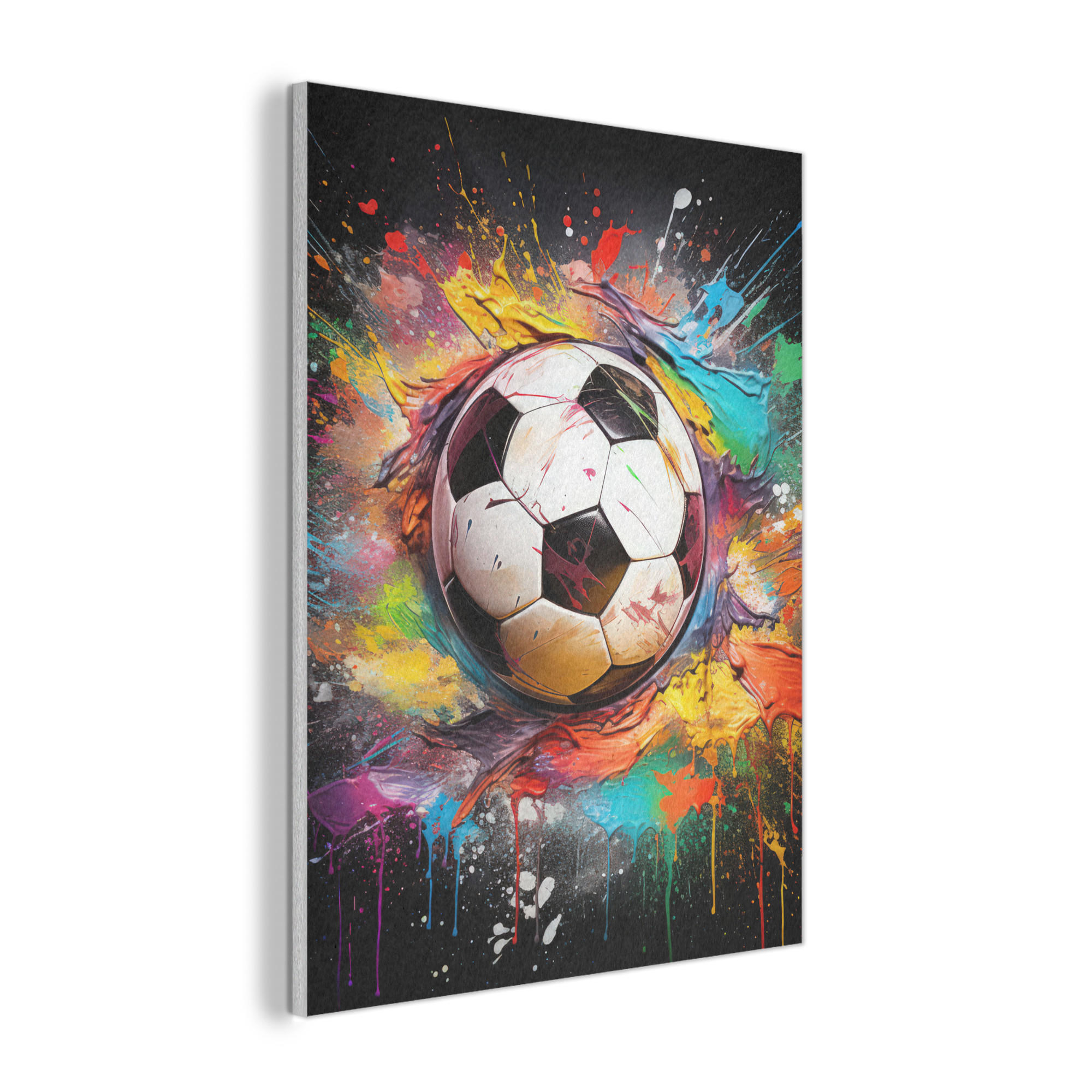 AKUSTIKPANEEL Fußball - Farbe - Farben - Schwarz - Weiß 60x80 cm - Weiß, Textil (60/0.9/80cm) - MuchoWow