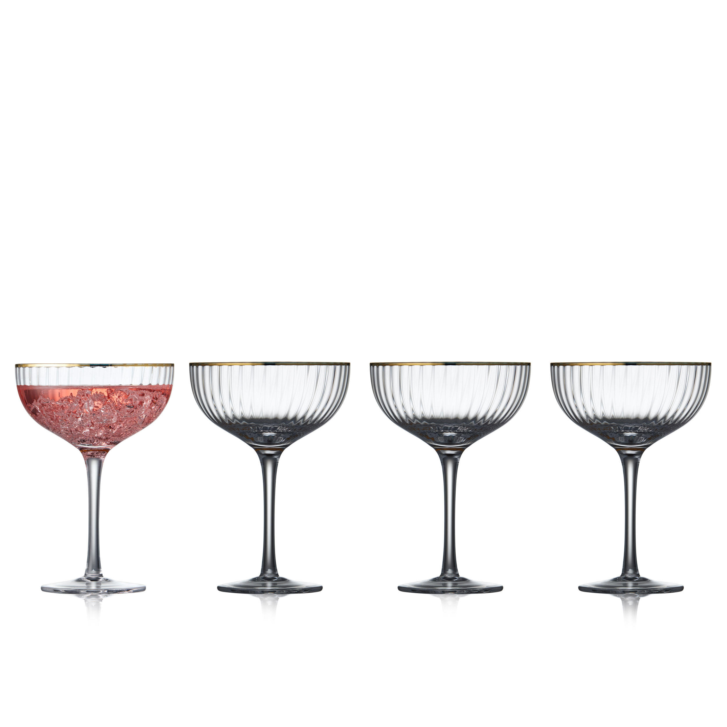 COCKTAILGLAS Palermo Gold 4er Set, Glas mit Goldkante, Klar, 315 ml - Transparent, Glas (0.32L) - Lyngby Glas