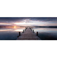 GLASBILD 125x50 cm Steg Sonnenuntergang - Gelb, Glas (125/50cm) - artissimo