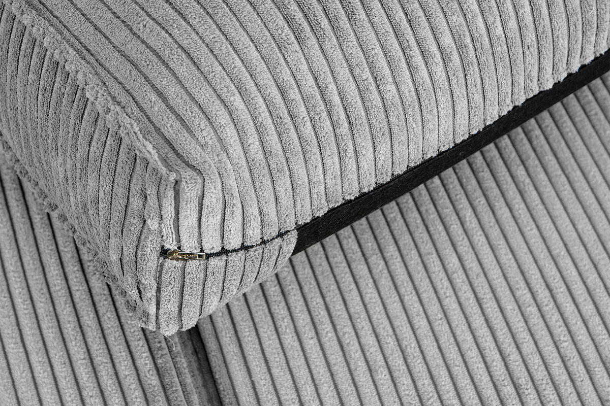 2-SITZER-SOFA INVIA Klassische-Stil mit Armlehnen, Feinkord-Stoff, Grau - Hellgrau/Schwarz, Textil (164/87/98cm) - KONSIMO®