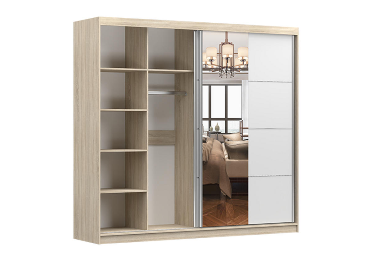 SCHIEBETÜRENSCHRANK - BEN 38 233 CM (Weiß) - Weiß, Holzwerkstoff (233/218/61cm) - Möblo