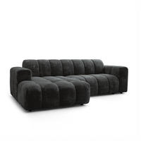 ECKSOFA TISI Schwarz Chenille - Schwarz, Holz (274/165cm) - MASSENO