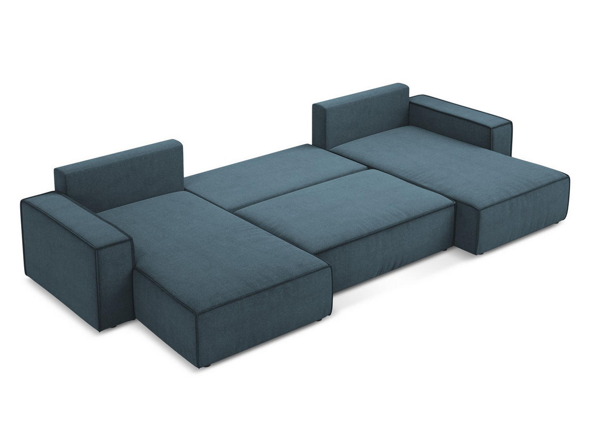 WOHNLANDSCHAFT Strukturstoff Stoff Blau - Blau/Blaugrau, Kunststoff/Textil (398/82/185cm) - Makamii