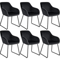 ESSZIMMERSTUHL Jeane,57 x 61 x 85,5 cm, Belastbarkeit 120 kg,Samtoptik schwarz/schwarz - Schwarz, Kunststoff (57/85.5/61cm) - tectake