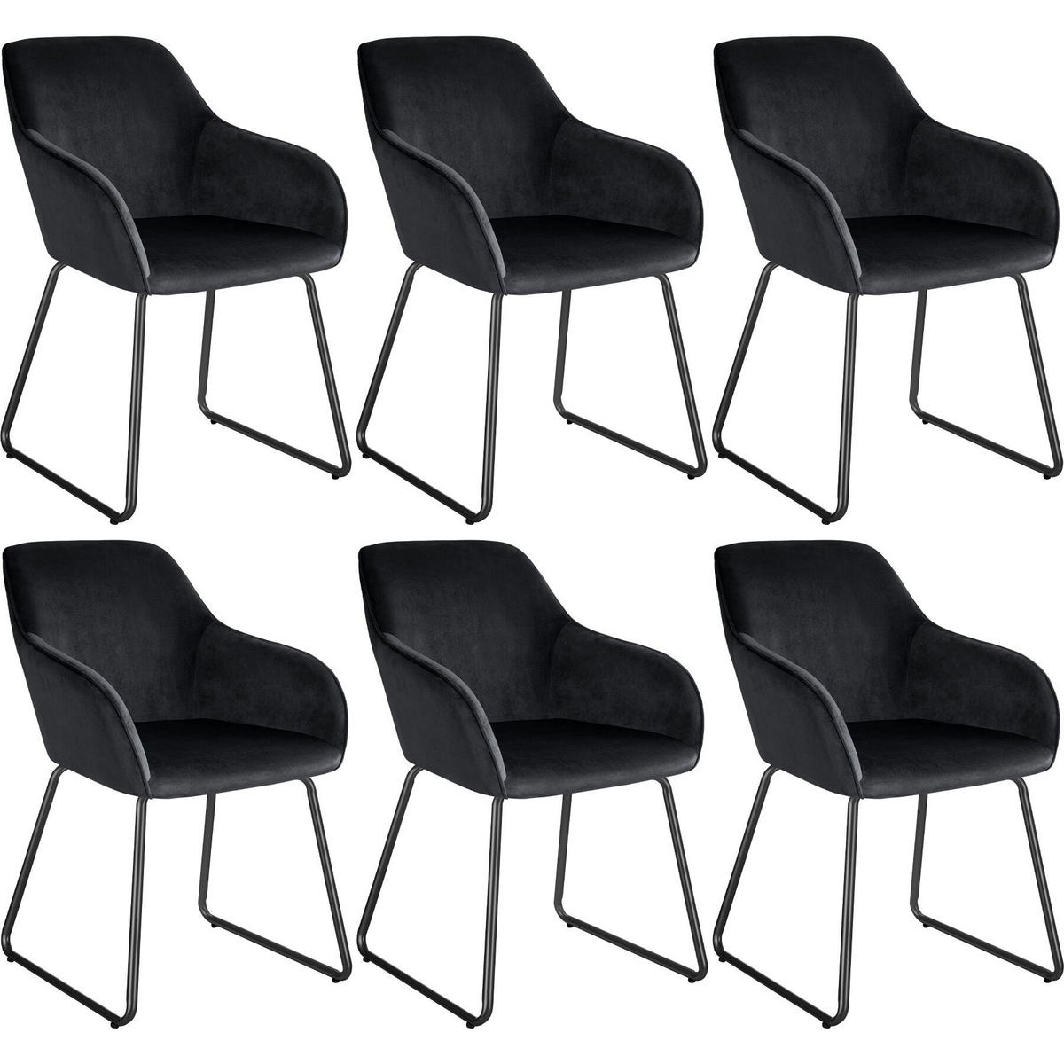 ESSZIMMERSTUHL Jeane,57 x 61 x 85,5 cm, Belastbarkeit 120 kg,Samtoptik schwarz/schwarz - Schwarz, Kunststoff (57/85.5/61cm) - tectake