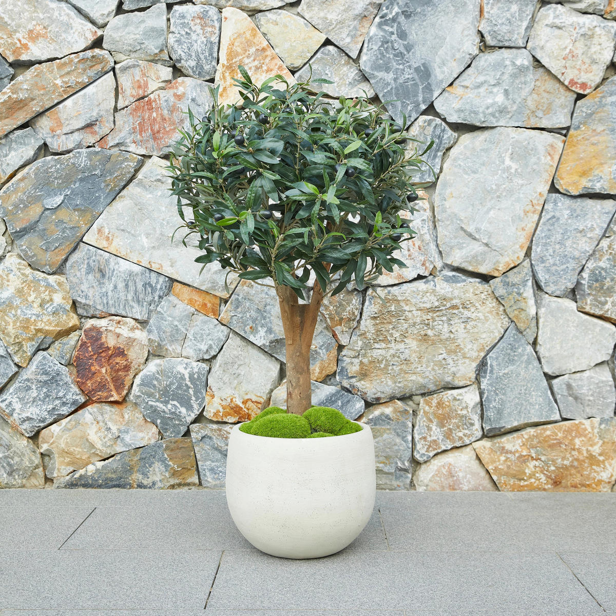 KUNSTBAUM Künstlicher Olivenbaum – Nerio 75 cm - Grün, Kunststoff (75cm) - aplanta