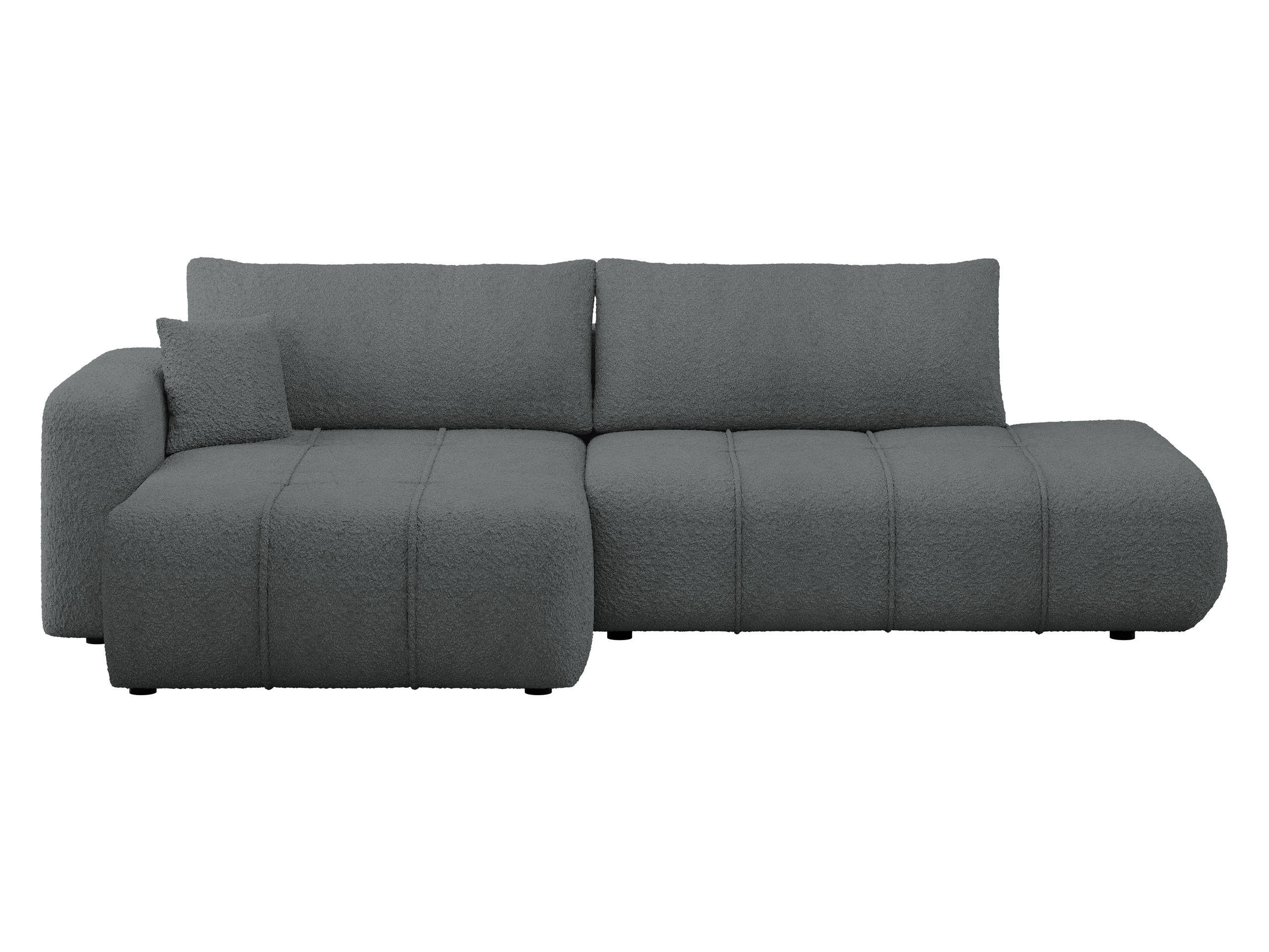 ECKSOFA Furyn O Boucle, Seite: Links - Dunkelgrau/Schwarz, Holzwerkstoff/Kunststoff (262/145cm) - MIRJAN24