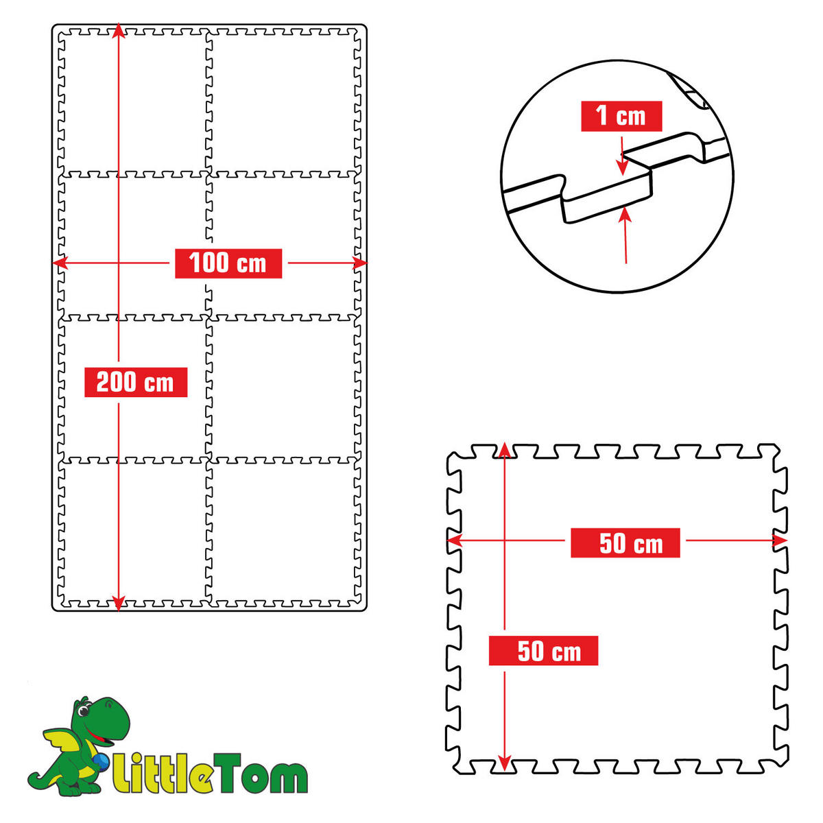 SPIELMATTE mit Rand - 8er Set - 50x50 cm - Beige und Grau - Grau, Kunststoff (50/50cm) - Littletom