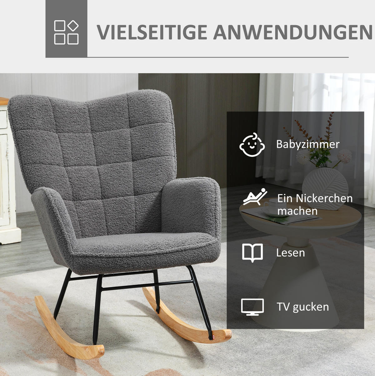 SCHAUKELSTUHL 98/71/101 cm dunkelgrau aus Polyester mit Armlehnen - Dunkelgrau, Textil (98/101/71cm) - OKWISH
