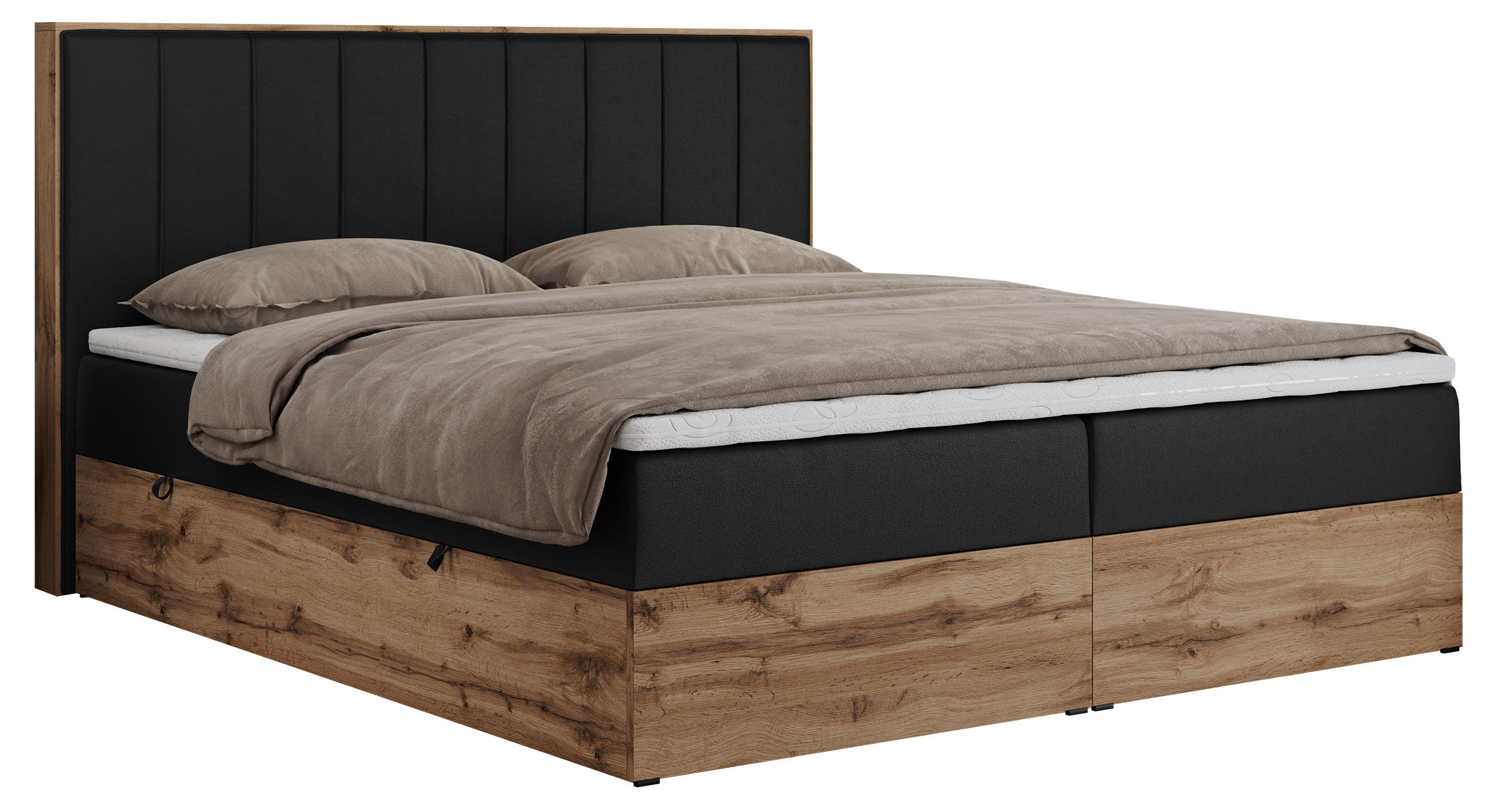 BOXBETT BELLISSIMO 160/200 Schwarz Kunstleder - H3 - Schwarz, Holz/Textil (160/200cm) - MKS