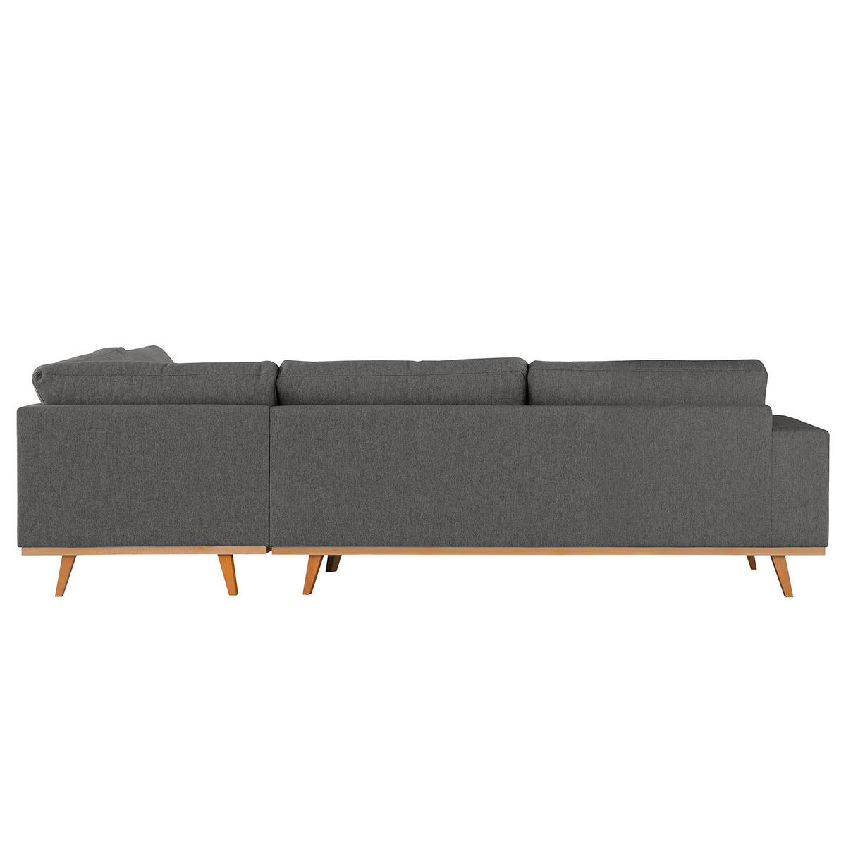 ECKSOFA mit Ottomane - Dunkelgrau/Buchefarben, Buchenholz/Textil (287/219cm) - home24