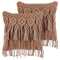 DEKOKISSEN 2er-Set Braun 45/45 cm Bamian - Braun, Textil (45/45cm) - Beliani