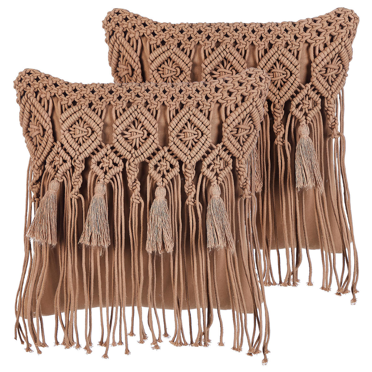 DEKOKISSEN 2er-Set Braun 45/45 cm Bamian - Braun, Textil (45/45cm) - Beliani