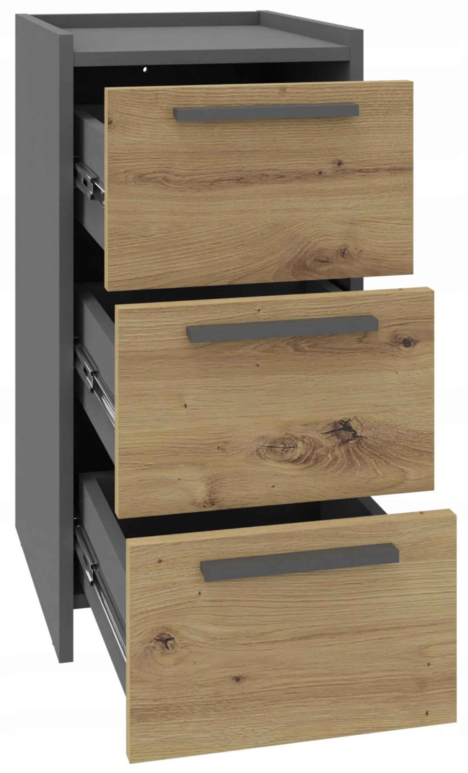 KOMMODE ALTIVO 3SW Anthrazit Grau-Artisan Eiche 36/35,6/70,4 cm - Anthrazit/Eiche Artisan, Holzwerkstoff (36/70.4/35.6cm) - Matkam Möbel