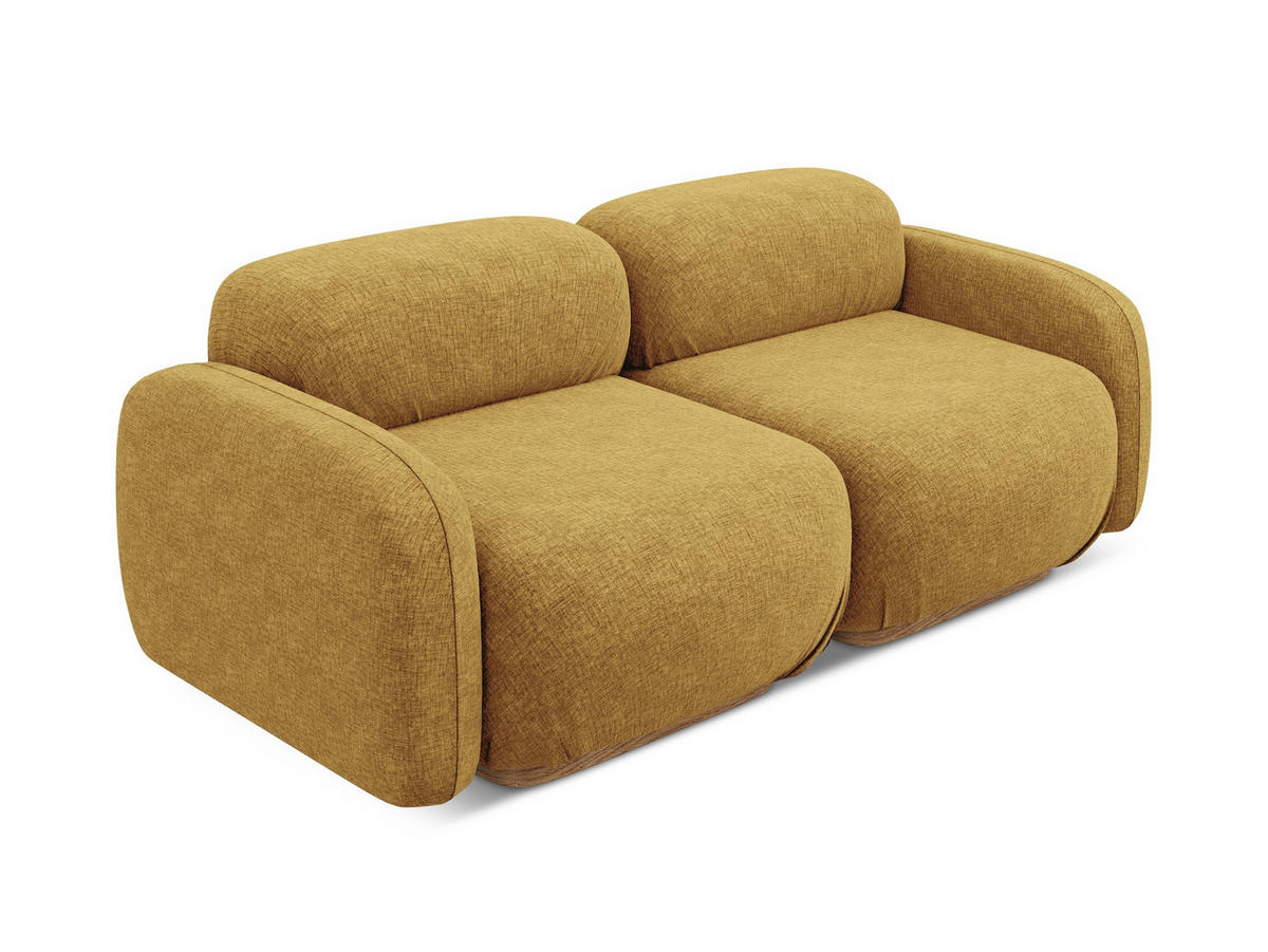 3-SITZER SOFA Chenille Stoff Gelb - Currygelb/Gelb, Holz/Textil (190/73/95cm) - Makamii