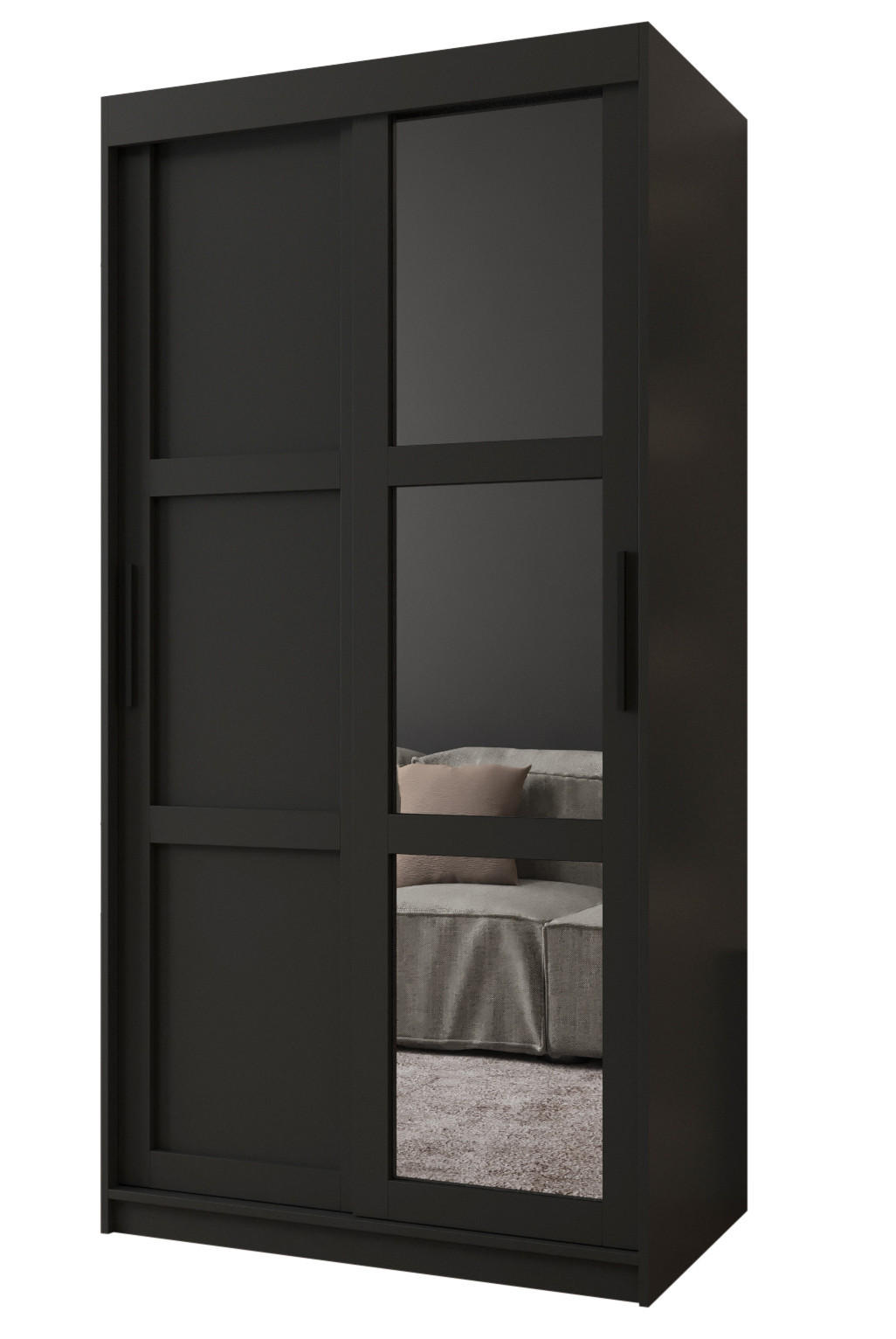 SCHWEBETÜRENSCHRANK 200/100/62 2-türig - Schwarz, Holz/Kunststoff (100/200/62cm) - MÖBEL KRYSPOL