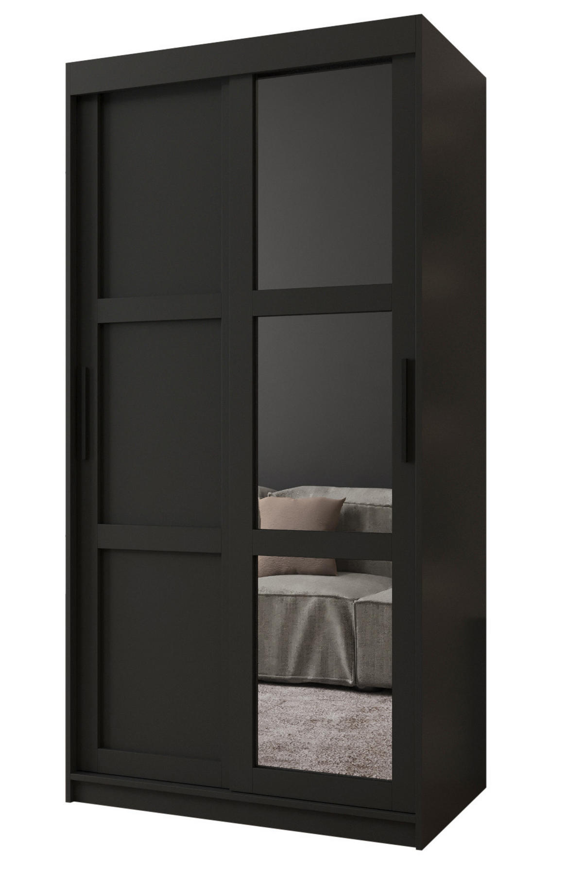 SCHWEBETÜRENSCHRANK 200/100/62 2-türig - Schwarz, Holz/Kunststoff (100/200/62cm) - MÖBEL KRYSPOL