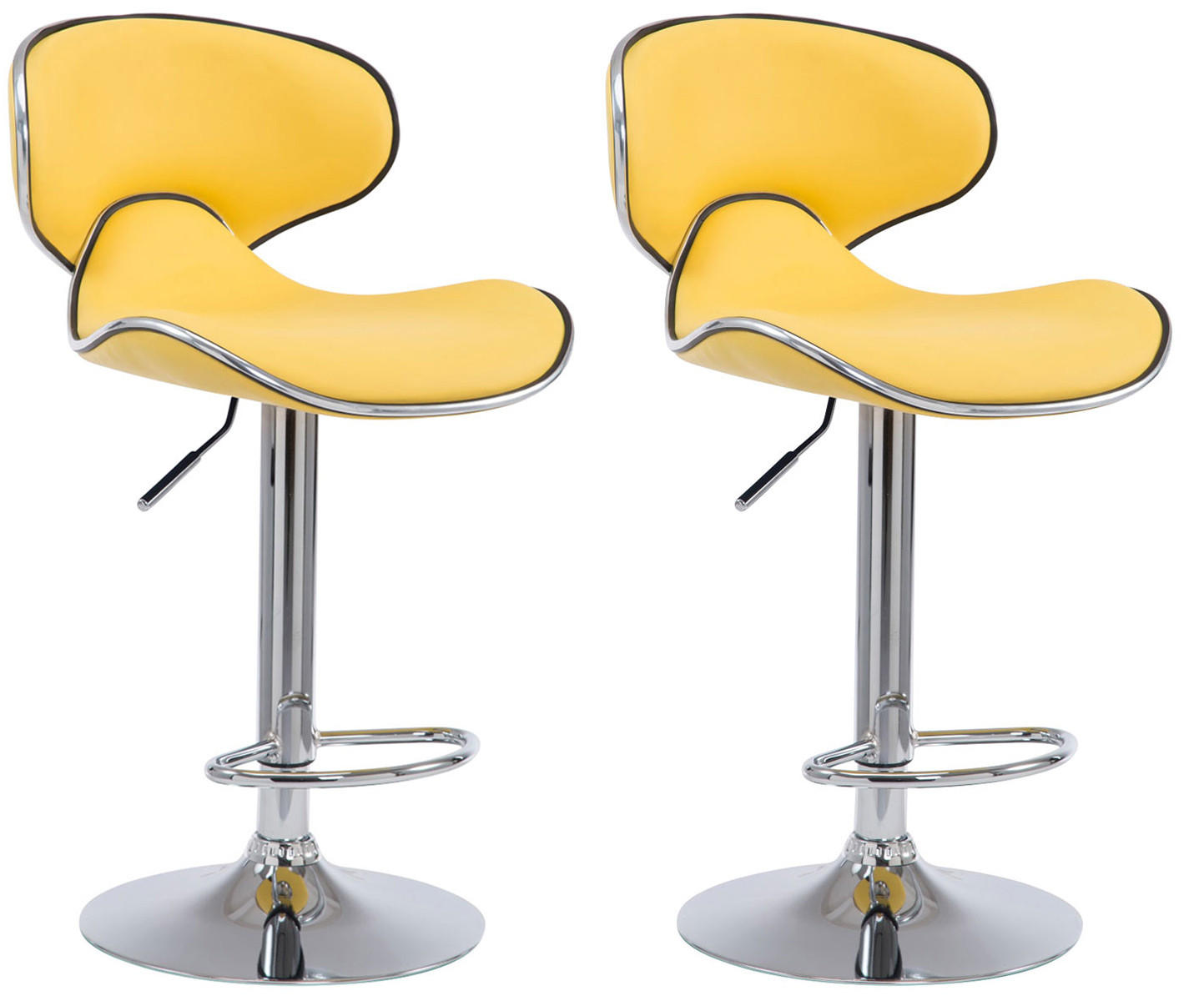BARHOCKER 2er Set Lederlook gelb - Chromfarben/Gelb, Textil/Metall (46/88/49cm) - CLP