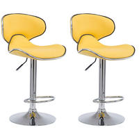 BARHOCKER 2er Set Lederlook gelb - Chromfarben/Gelb, Textil/Metall (46/88/49cm) - CLP