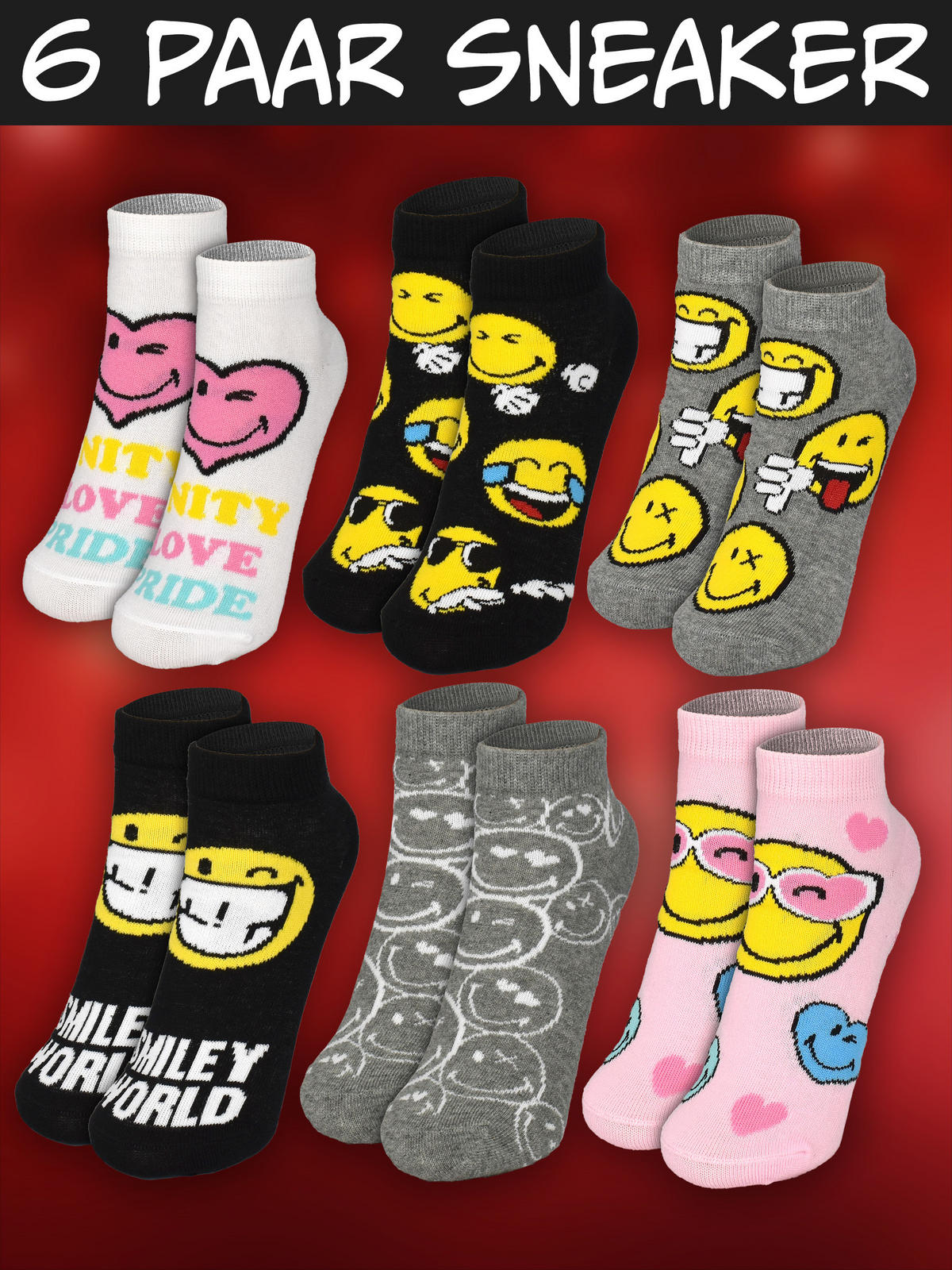 ADVENTSKALENDER Smileyworld mit 12 Paar Socken Größe 35-41 - Multicolor, Textil (37/5/26.5cm) - United Labels