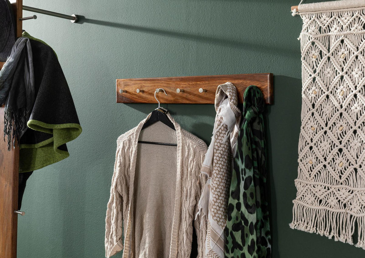 WANDGARDEROBE Sheesham 70x5x10 walnuss gewachst TORONTO #240 - Walnussfarben, Holzwerkstoff (70/10/5cm)