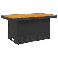 GARTENTISCH Schwarz 90/55/71 Cm Poly Rattan Und Akazienholz - Schwarz, Kunststoff (90/55/71cm) - vidaXL
