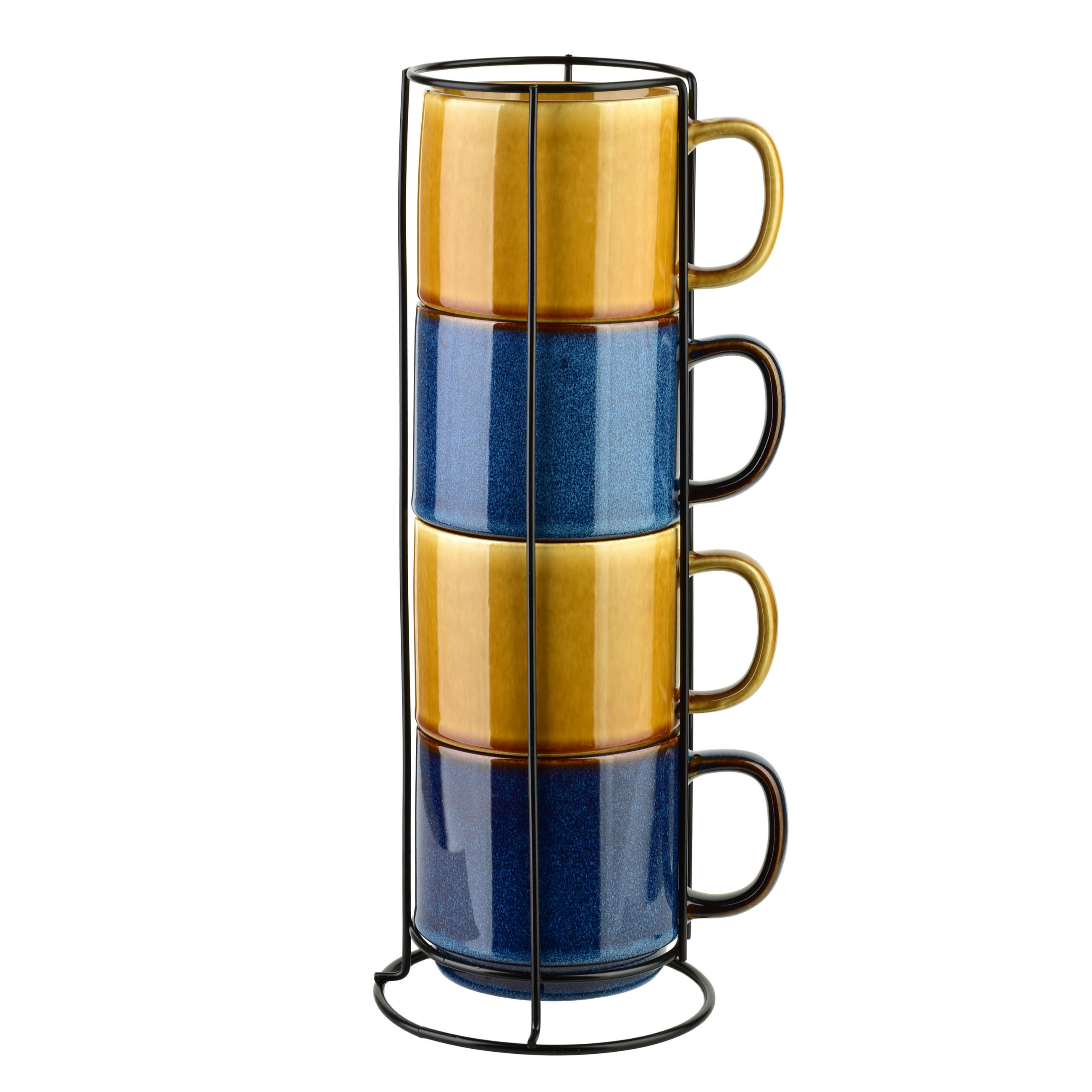 BECHER Evie 4er Set Blau15/15/36 cm Porzellan - Blau, Keramik (15/36/15cm) - Mondex