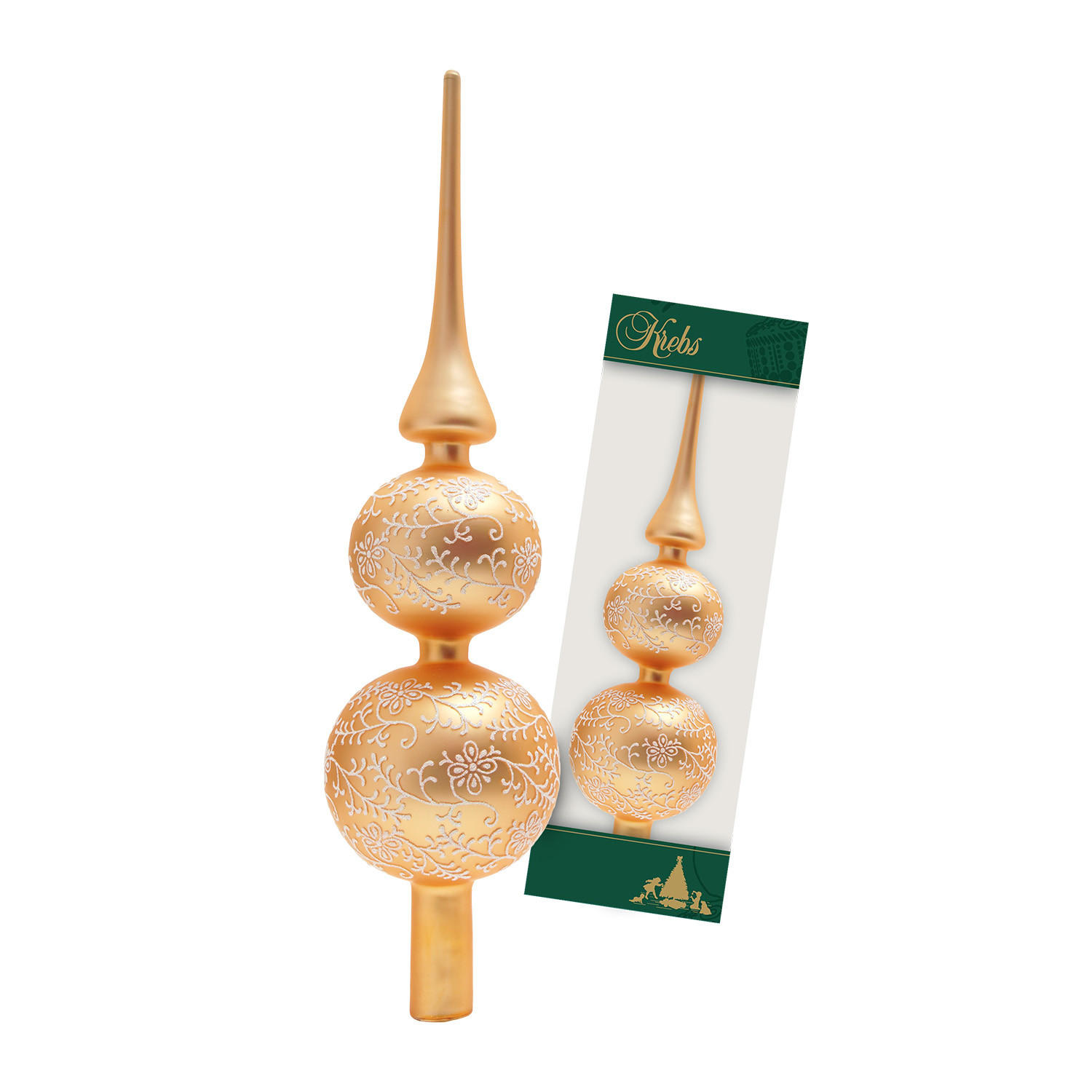 BAUMSPITZE Rankendekor Matt Goldfarbig 33cm (Glas / 1 Stk.) - Goldfarben, Glas (33cm) - Krebs Glas Lauscha