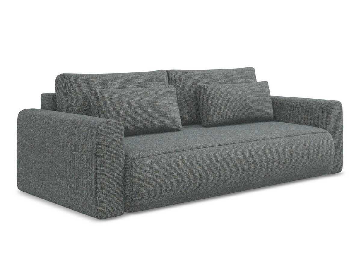 3-SITZER SOFA mit Schlaffunktion Strukturstoff Stoff Grau - Dunkelgrau/Schwarz, Kunststoff/Textil (238/82/105cm) - Makamii