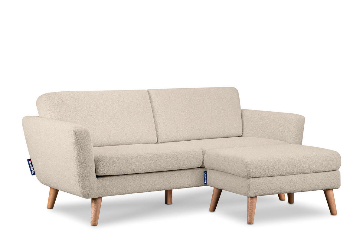 3-SITZER-SOFA TAGIO mit Armlehnen, Creme - Creme/Braun, Buchenholz/Textil (88/80/190cm) - KONSIMO®