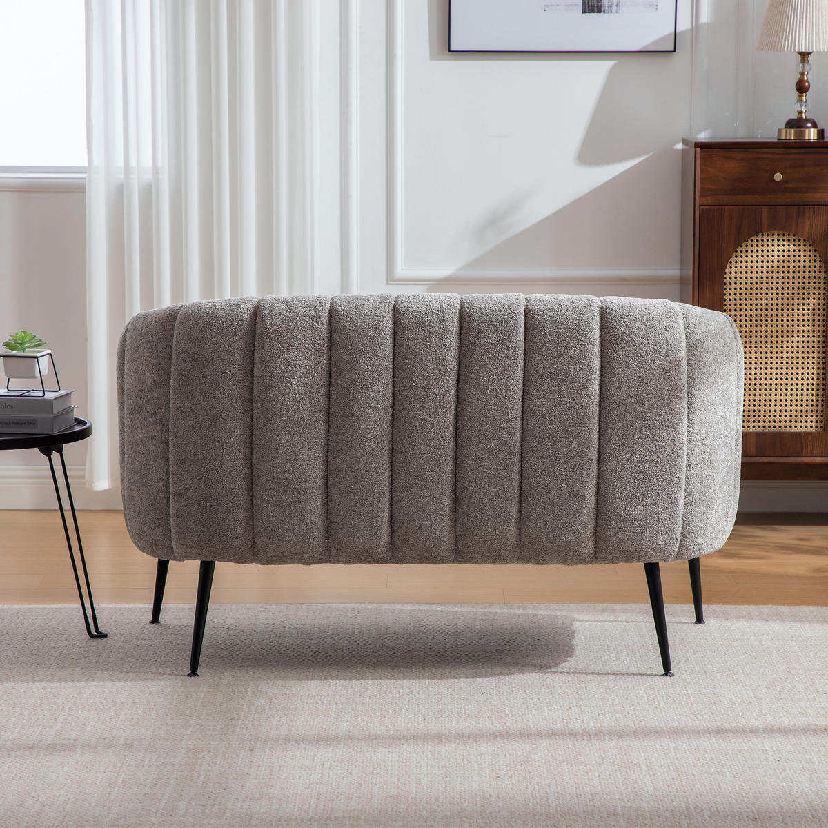 2-SITZER SOFA Chenille Grau mit abnehmbarem Sitzkissen - Grau, Holzwerkstoff/Textil (127.5/76.5/70cm) - WISHDOR