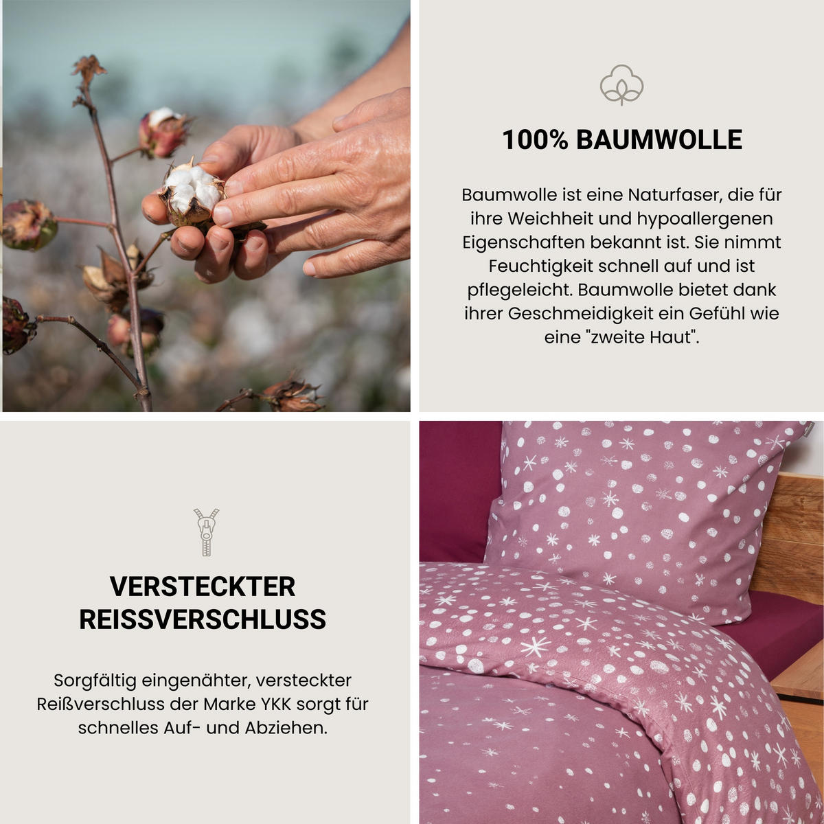 BETTWÄSCHESET Runa - Feinbiber - 2-teilig - 155 x 220 cm - Rosa - Rosa, Textil (155/220cm) - SCHIESSER