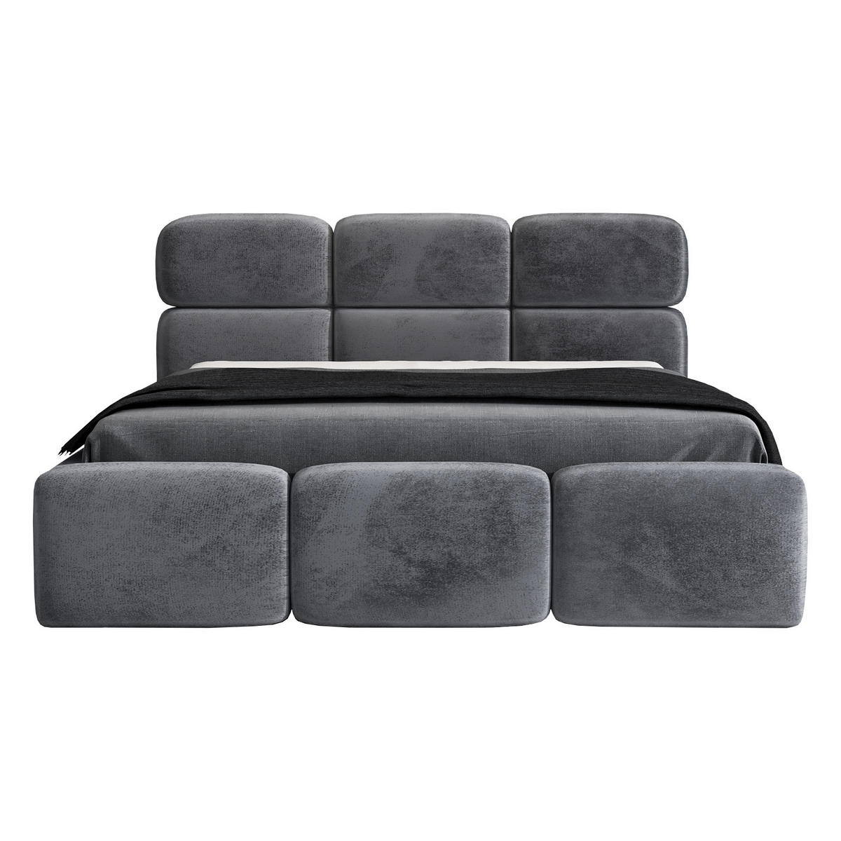 POLSTERBETT MAROKO 90x200 Dunkelgrau - Dunkelgrau, Textil (90/200cm) - A&J MöbelLand