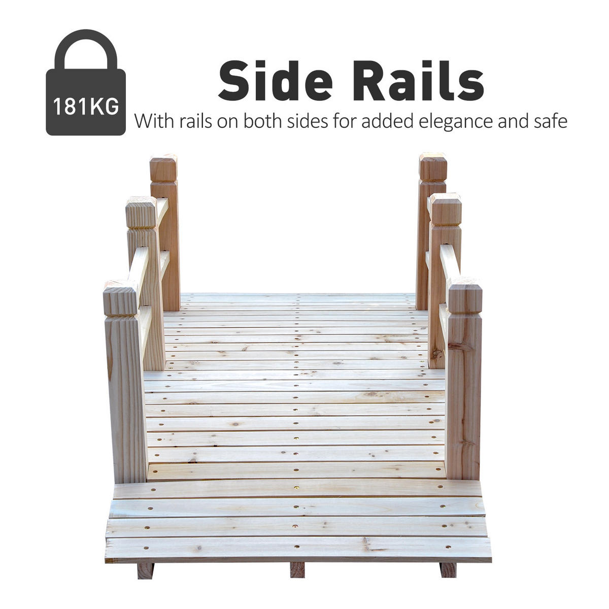 GARTENBRÜCKE, Tannenholz, Natur - Naturfarben, Holz (1525/67/48cm) - Outsunny