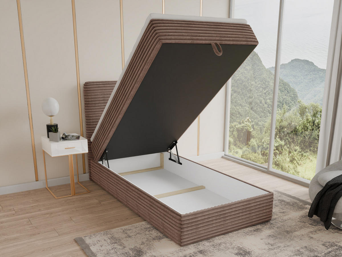 BOXBETT Mollo Mini - 80x200 - braun (Tilia 17, Cord) - Schwarz/Braun, Holz/Holzwerkstoff (80/200cm) - Sofnet