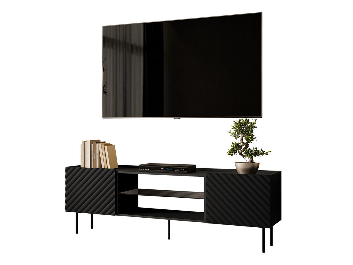 TV-LOWBOARD Lucca 180 2D EF - Schwarz, Holz/Holzwerkstoff (181/59/40cm) - MIRJAN24